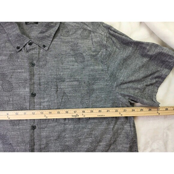Hurley Size Men's XXL Gray Pineapple Stretch Short Sleeve Shirt - Picture 4 of 8
